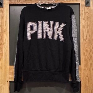 PINK Victoria’s Secret Black Glitter Logo Sweatshirt XS